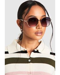 Boohoo - Gafas De Sol Oversize Con Montura Plateada - Lyst