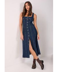 Nasty Gal - Denim Button Through Midi Dress - Lyst