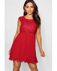 corded lace detail midi skater dress