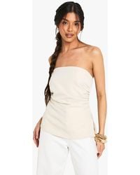 Boohoo - Woven Bandeau Side Split Top - Lyst