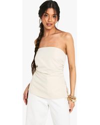 Boohoo - Woven Bandeau Side Split Top - Lyst