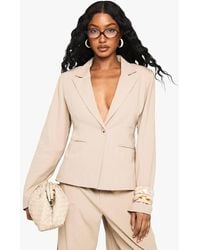 Boohoo - Tailored Linen Look Single Breast Blazer - Lyst