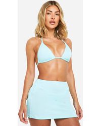 Boohoo - 3 Pack Crinkle Triangle Bikini Set & Skirt - Lyst