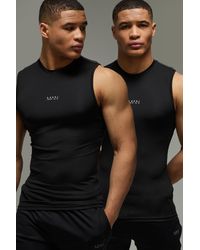 Boohoo - Active Reflective Muscle Fit Performance Tank 2 Pack - Lyst