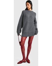 Boohoo - Burgundy Floral Lace Tights - Lyst