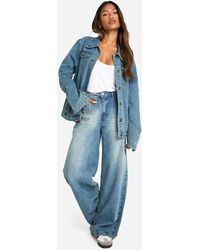 Boohoo - Basics 30 Inch Leg High Waisted Wide Leg Jeans - Lyst
