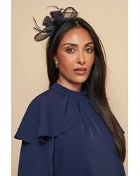 Wallis - Mesh Bow And Feather Headband - Lyst