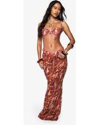 Boohoo - Premium Swim Abstract Mesh Maxi Beach Skirt - Lyst