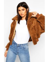 Boohoo Bomber Court Teddy En Fausse Fourrure - camel - 40, Camel - Neutre