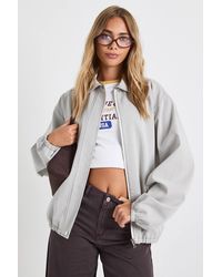 Boohoo - Check Oversized Bomber Jacket - Lyst