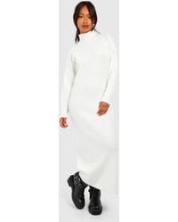 Boohoo - Soft Rib Knit Roll Neck Midaxi Sweater Dress - Lyst