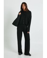 Boohoo - Knitted Oversized Button Through Hoody And Wide Leg Trouser - Lyst