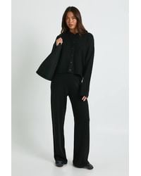 Boohoo - Knitted Oversized Button Through Hoody And Wide Leg Trouser - Lyst