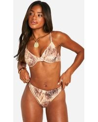 Boohoo - Leopard Paisley Print Underwired Bikini Top & High Leg Bikini Bottoms Set - Lyst