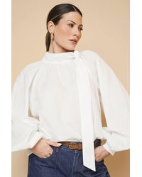 Wallis - Woven Tie Neck Balloon Sleeve Blouse - Lyst
