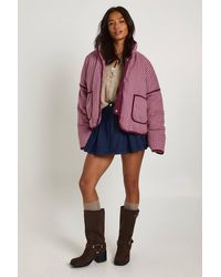 Boohoo - Petite Check Oversized Jacket - Lyst