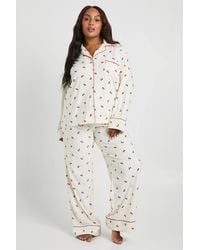 Boohoo - Plus Matching Family Cherry Print Baby Fleece Long Sleeve Shirt & Pants Pyjama Set - Lyst