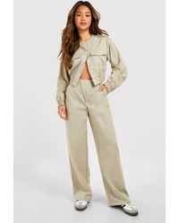 Boohoo - Linen Look Asymmetric Front Relaxed Fit Pants - Lyst