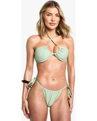 Boohoo - Bead Trim Multiway Bandeau Bikini Top & Tie Side Bikini Bottoms Set - Lyst