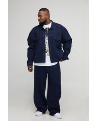 BoohooMAN - Plus Textured Denim Boxy Oversized Jean Jacket - Lyst