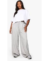 Boohoo - Plus Woven Drawstring Wide Leg Trouser - Lyst