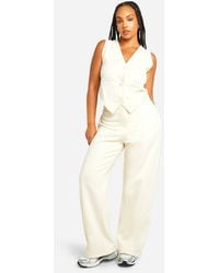 Boohoo - Plus Button Through Waistcoat And Straight Leg Jogger Set - Lyst