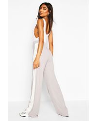 Boohoo Tall Side Stripe Wide Leg Joggers - Gris