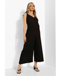 Boohoo - Maternity Slouchy Tie Strap Jumpsuit - Lyst