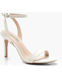 Boohoo Womens Basic Clear Strap 2 Parts Beige 5 in Low Heel Basic 2 Parts | Boohoo