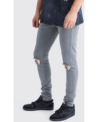 BoohooMAN - Tall Super Skinny Stretch Ripped Knee Jeans - Lyst