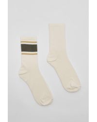 Boohoo Thick Stripe 2 Pack Sports Sock - Natural