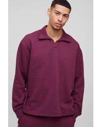 Boohoo - Sudadera Oversize Estilo Polo Con Estampado De Rugby Y Solapas En El Cuello - Lyst