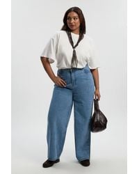 Boohoo - Plus High Waist Bum Shaper Wide Leg Jean - Lyst