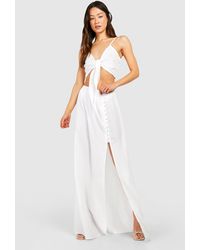 Boohoo - Tall Tie Front Top And Maxi Skirt Co-ord - Lyst