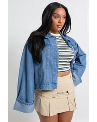 Boohoo - Plus Deep Turn Up Cuff Jean Jacket - Lyst