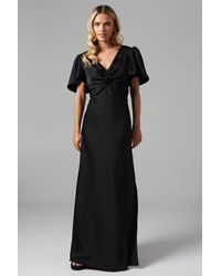 Oasis - Petite Twist Front Angel Sleeve Maxi Bridesmaid Dress - Lyst