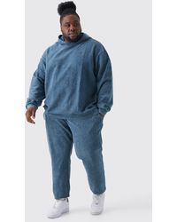 BoohooMAN - Plus Oversized Washed Cord Hooded Tracksuit - Lyst