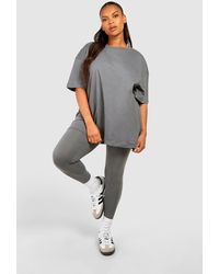 Boohoo - Plus Oversized T-Shirt And Legging Set - Lyst