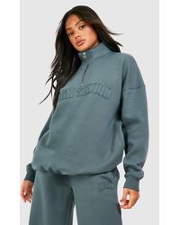 Boohoo - Dsgn Studio Self Fabric Applique Half Zip Sweatshirt - Lyst