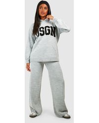 Boohoo - Dsgn Oversized Hoody And Wide Leg Trouser Set - Lyst