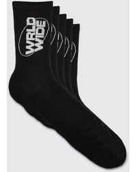 BoohooMAN - 5 Pack Worldwide Logo Sports Socks - Lyst