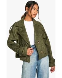 Boohoo - Textured Wool Look Double Breast Jacket - Lyst