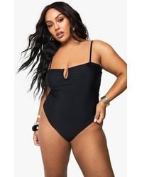 Boohoo - Plus Tummy Control Cross Over Swimsuit - Lyst