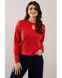 Wallis - Fine Gauge Keyhole Detail Knitted Top - Lyst
