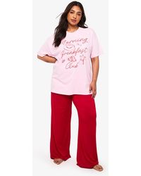 Boohoo - Plus Breakfast Club Shirt & Pj Trouser Set - Lyst