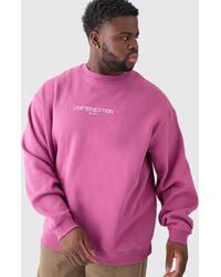 BoohooMAN - Plus Oversized Extended Neck Limited Sweatshirt - Lyst