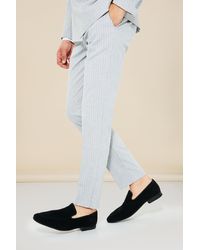 BoohooMAN Slim Pinstripe Suit Pants - Gray