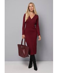 Wallis - Petite Asymmetric Rib Knitted Dress - Lyst