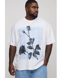 BoohooMAN - Plus Oversized Location Floral Print Abstract T-Shirt - Lyst