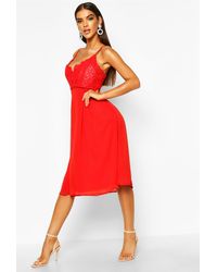 crochet lace top chiffon midi dress